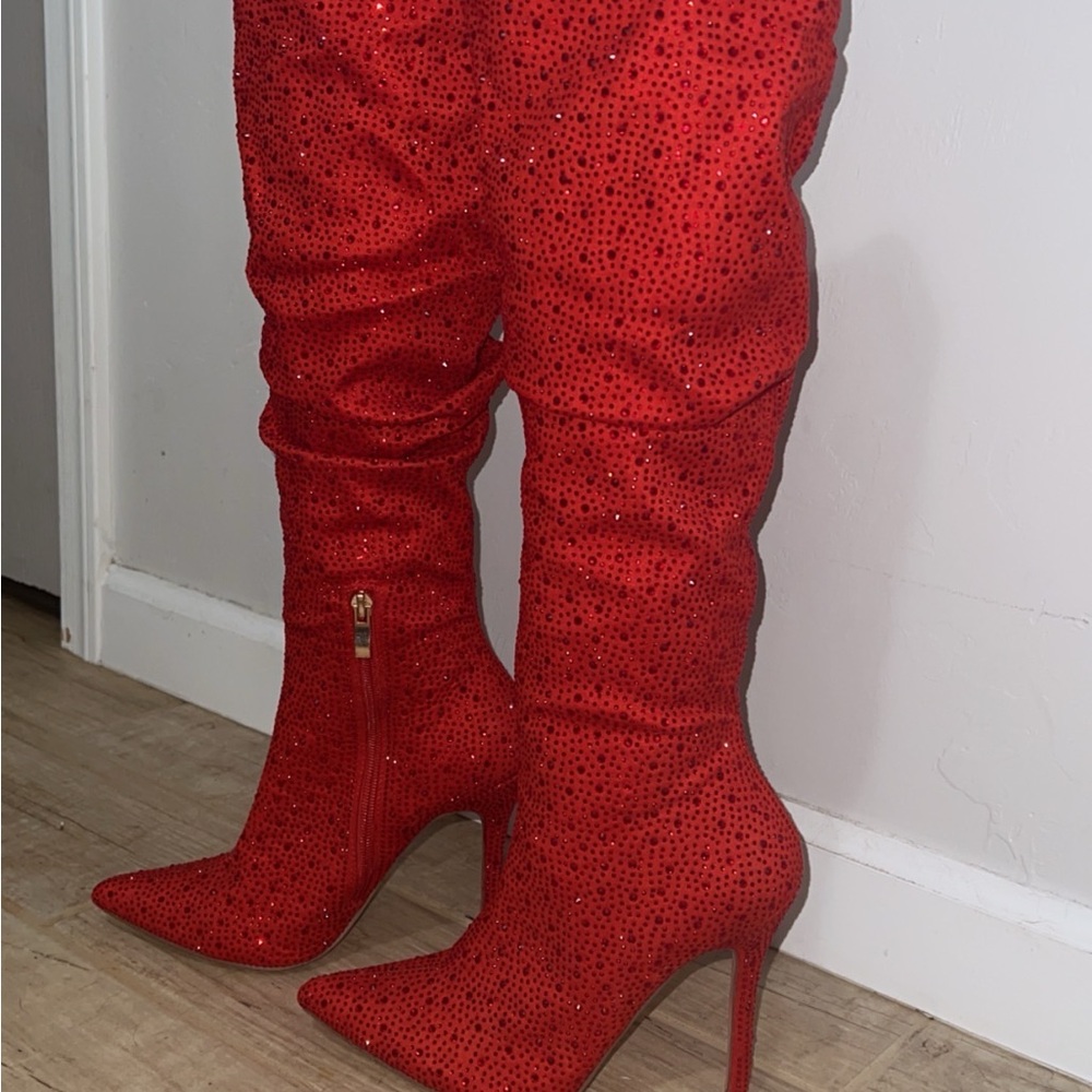 Elegant Red Stiletto Boots